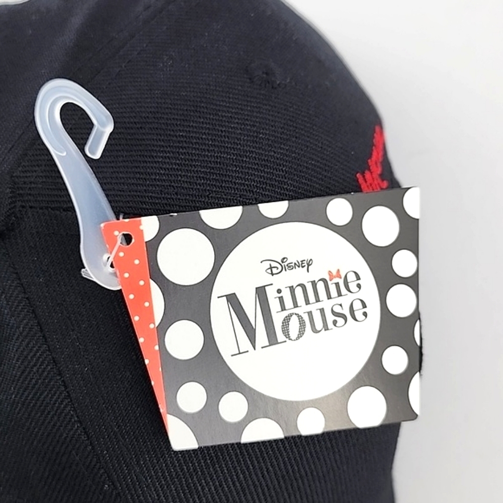 NWT Disney Minnie Mouse Women's Flat Bill Snap Back Black Baseball Cap EmbroideR - Picture 5 of 16